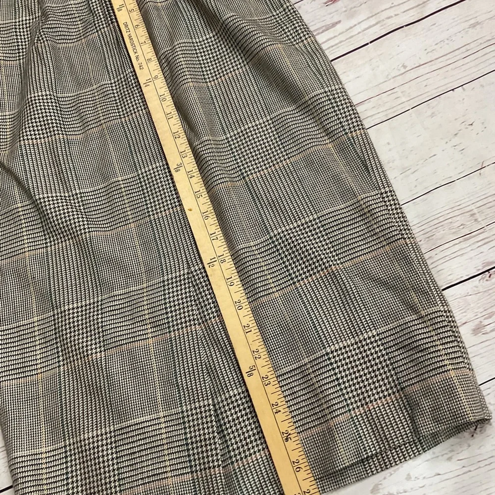 Vintage 4 Petite JH Collectibles Tan Plaid Midi Pencil Skirt USA Womens Union‎